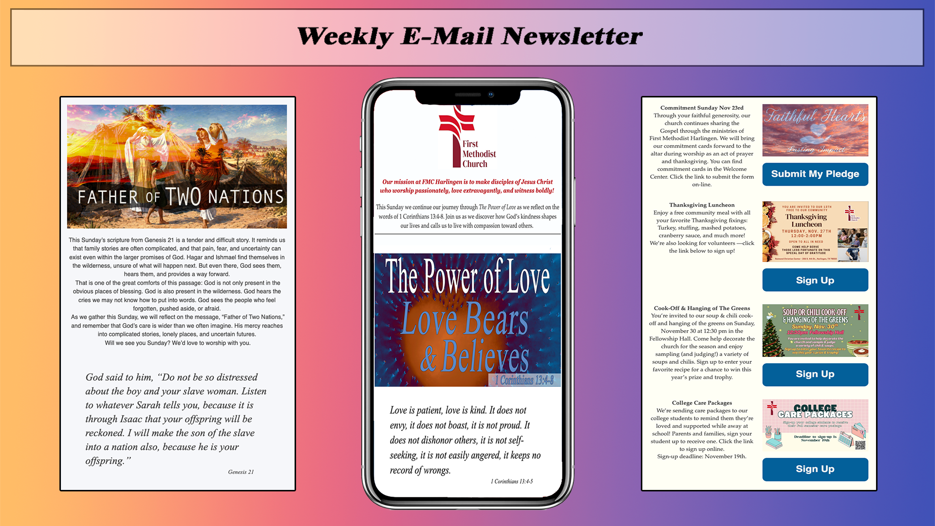 Weekly church email newsletter
